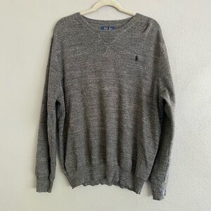Polo Ralph Lauren Sweater Men’s Size Large Grey Crewneck 100% Cotton Long Sleeve